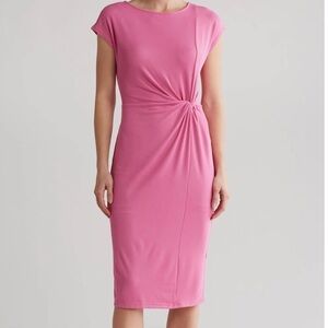 Nordstrom Rack Pink Side Knot Modal Blend Midi Dress NWT  Plus Size 2X